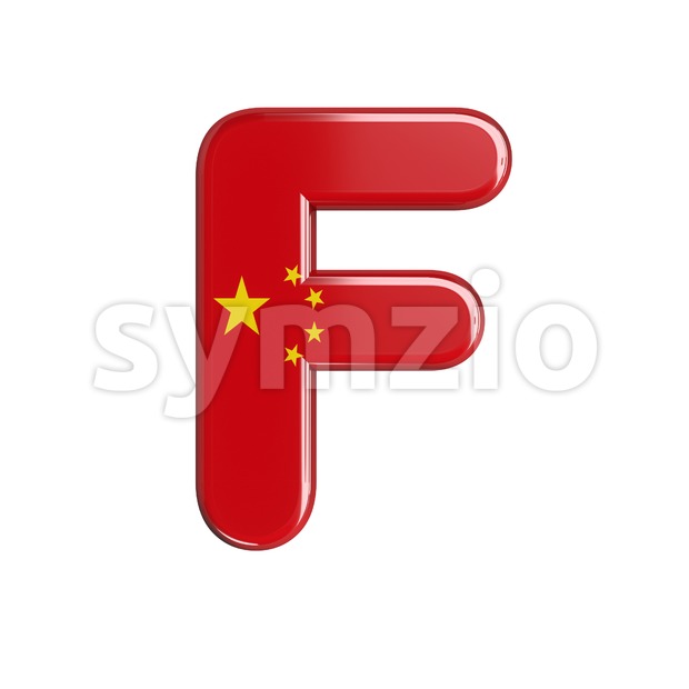 chinese flag letter F - Upper-case 3d font Stock Photo