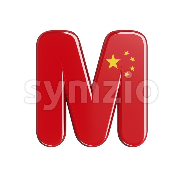 3d Capital character M covered in China texture Stock Photo