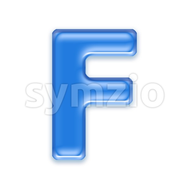 Blue jelly letter F