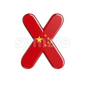 3d Upper-case character X covered in China texture Stock Photo