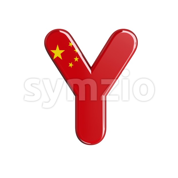Upper-case chinese flag font Y - Capital 3d character Stock Photo