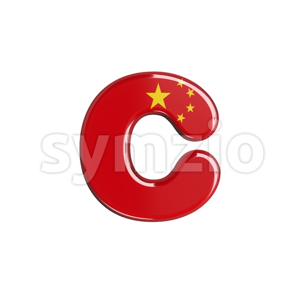 Small chinese flag font C - Lowercase 3d character Stock Photo