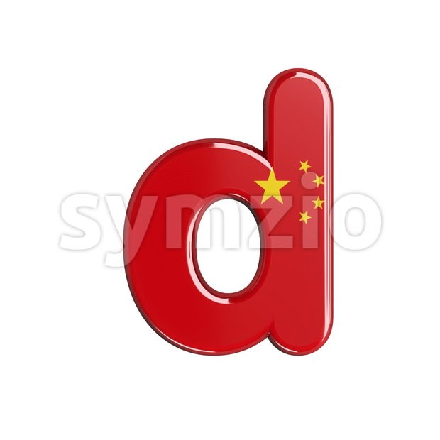 China flag letter D - Lowercase 3d font Stock Photo