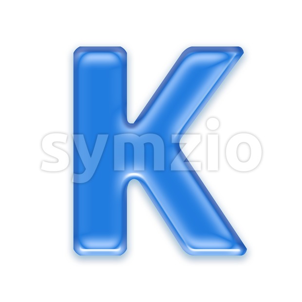 Uppercase blue jelly letter K - Capital 3d font Stock Photo