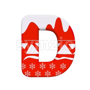 Red christmas font D - Capital 3d character Stock Photo