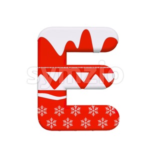 3d Capital character E covered in Red christmas texture Stock Photo