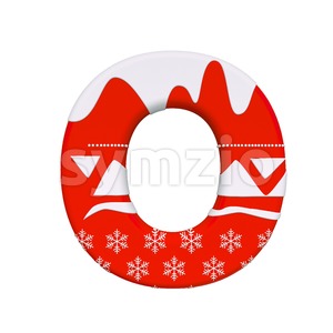 3d Upper-case letter O covered in christmas texture Stock Photo