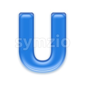 blue jelly 3d letter U - Capital 3d font Stock Photo