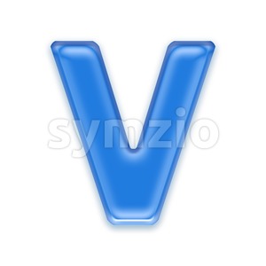 Capital blue jelly letter V - Upper-case 3d character Stock Photo