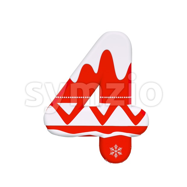 christmas digit 4 - 3d number Stock Photo