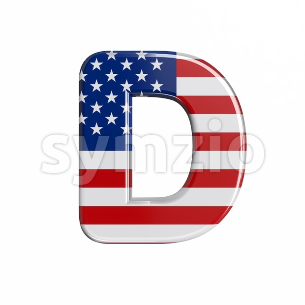 american flag font D - Capital 3d character Stock Photo