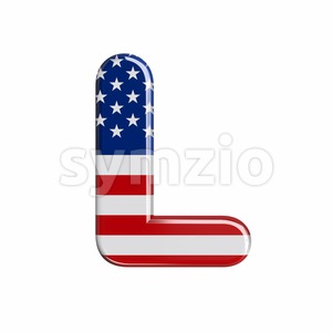 american flag 3d font L - Capital 3d character Stock Photo