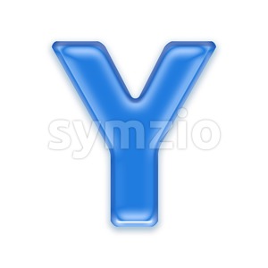 Upper-case blue jelly font Y - Capital 3d character Stock Photo