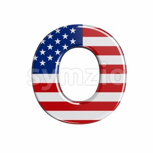 3d Upper-case letter O covered in USA texture Stock Photo