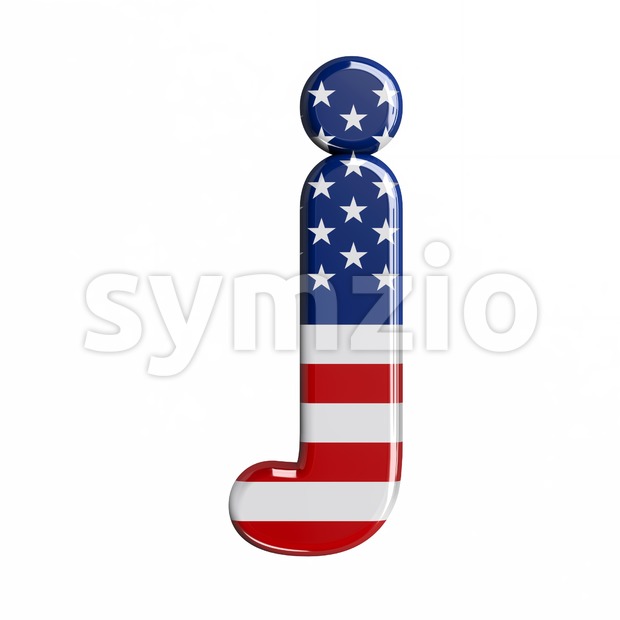 3d Lowercase character J covered in USA texture Stock Photo