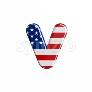 Lowercase USA font V - Small 3d letter Stock Photo