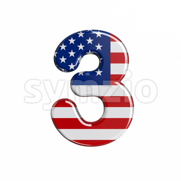 american number 3 - 3d digit Stock Photo