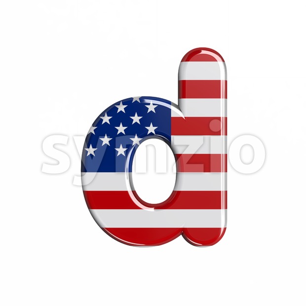USA  flag letter D - Lowercase 3d font Stock Photo
