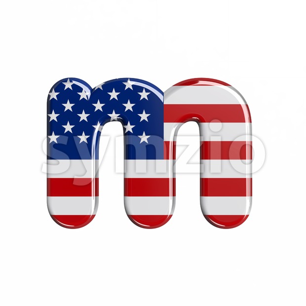 american flag 3d font M - Lowercase 3d letter Stock Photo