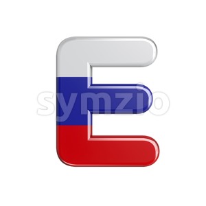 3d Capital character E covered in Russia flag texture Stock Photo