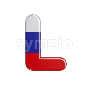 Russia flag 3d font L - Capital 3d character Stock Photo