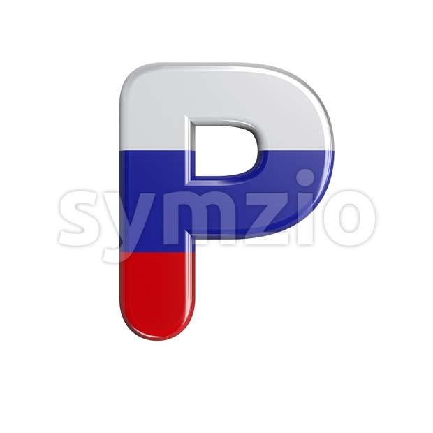 Upper-case Russia flag character P - Capital 3d font Stock Photo