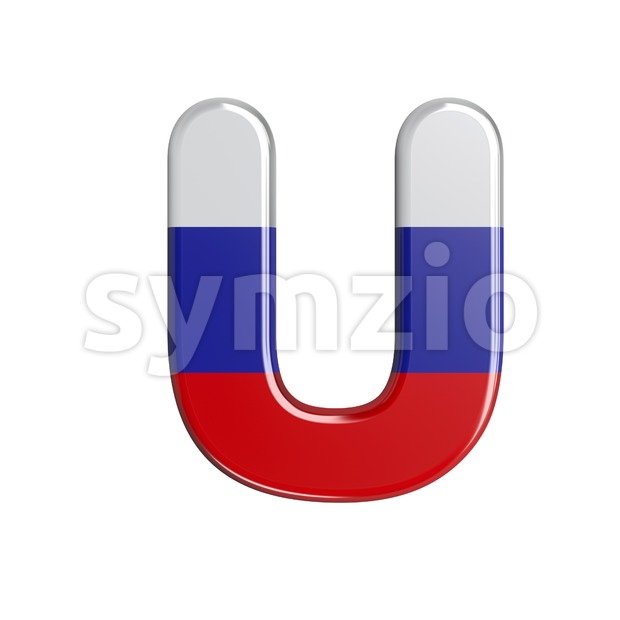 Russia 3d letter U - Capital 3d font Stock Photo