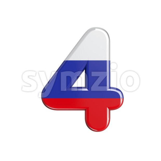 Russian digit 4 - 3d number Stock Photo