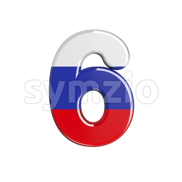 Russian digit 6 - 3d number Stock Photo
