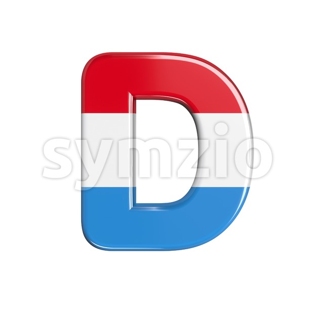 flag of Luxemboug font D - Capital 3d character Stock Photo