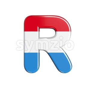 flag of Luxemboug letter R - Uppercase 3d font Stock Photo