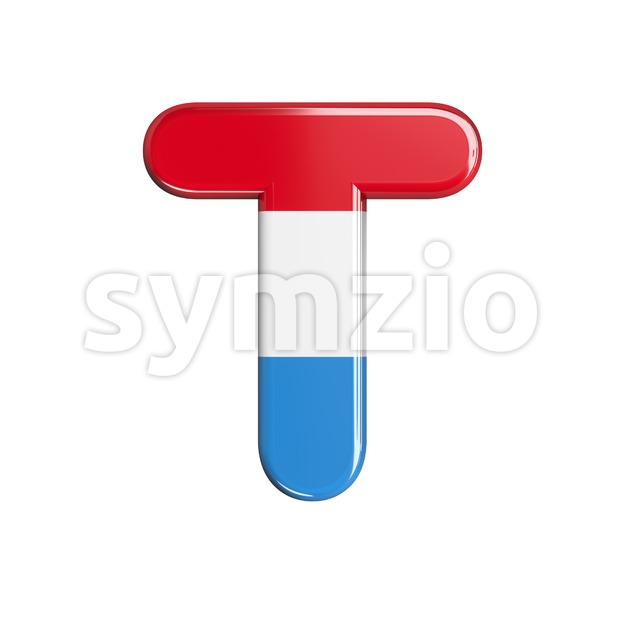 luxembourger flag character T - Uppercase 3d letter Stock Photo