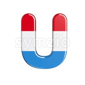 Luxembourg 3d letter U - Capital 3d font Stock Photo