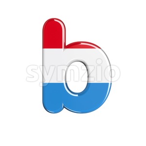 3d Lower-case character B covered in flag of Luxemboug texture Stock Photo