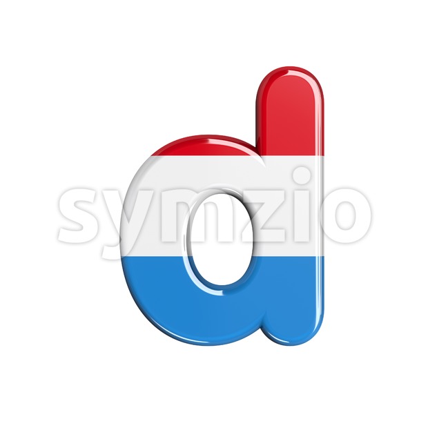 Luxembourg flag letter D - Lowercase 3d font Stock Photo