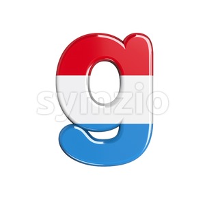 Lowercase Luxembourg font G - Small 3d character Stock Photo