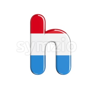 luxembourger flag font H - Lower-case 3d letter Stock Photo