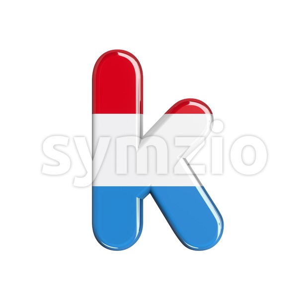 Lower-case luxembourger flag character K - Small 3d letter Stock Photo