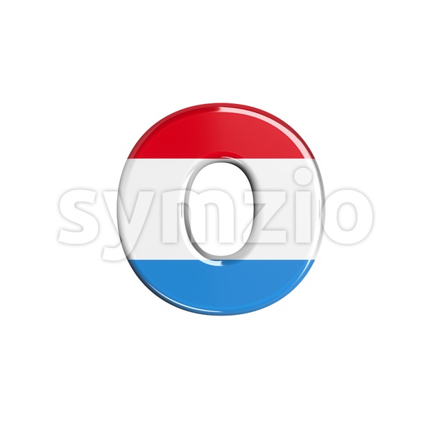 flag of Luxemboug font O - Small 3d letter Stock Photo