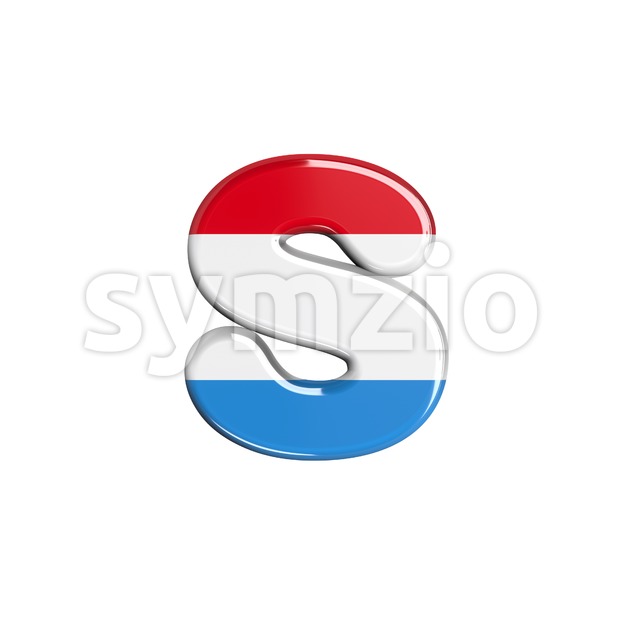 luxembourger flag letter S - Lowercase 3d font Stock Photo