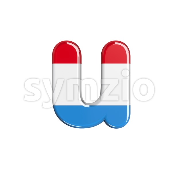 3d Small character U covered in flag of Luxemboug texture Stock Photo