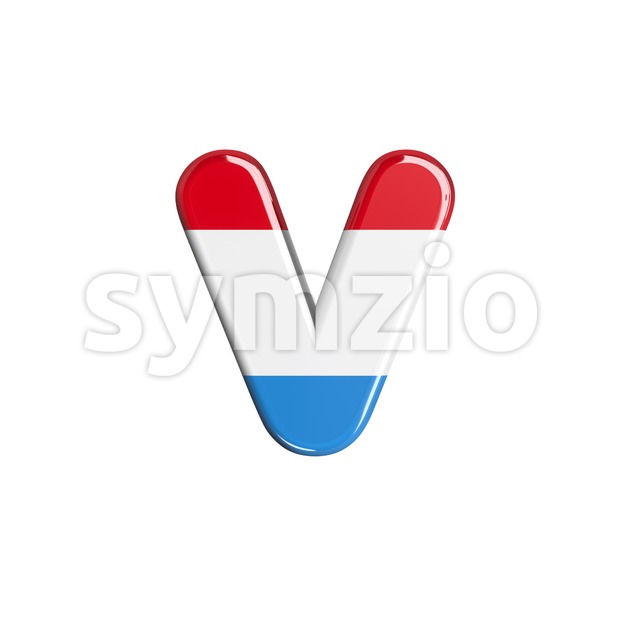 Lowercase Luxembourg font V - Small 3d letter Stock Photo