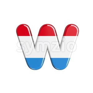 3d Lower-case letter W covered in Luxembourg flag texture Stock Photo