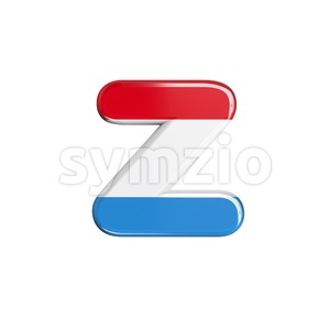 flag of Luxemboug 3d character Z - Lower-case 3d font Stock Photo
