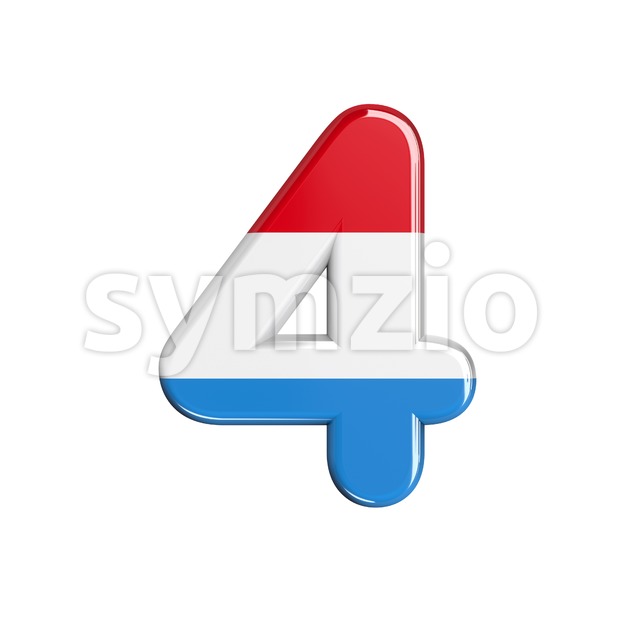 Luxembourg digit 4 - 3d number Stock Photo