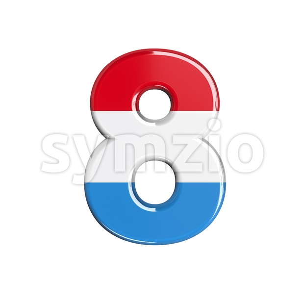 Luxembourg digit 8 - 3d number Stock Photo