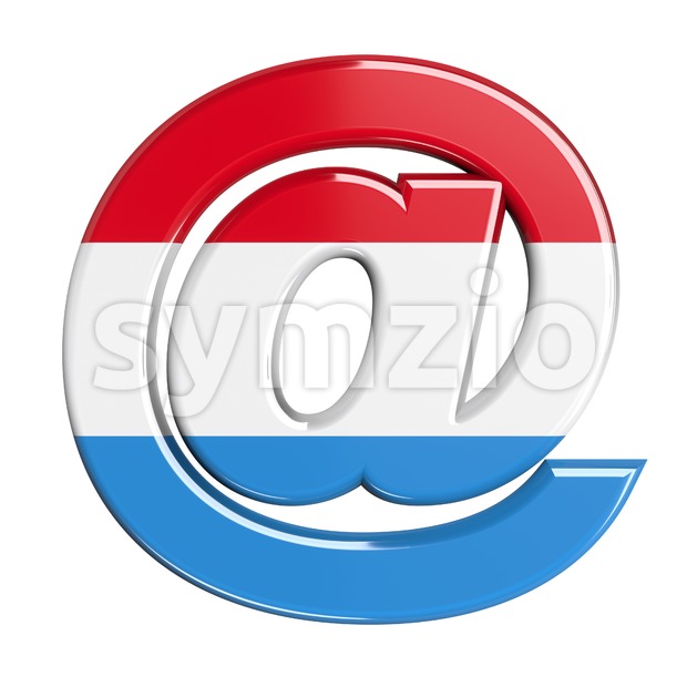 Luxembourg at-sign - 3d arobase symbol Stock Photo