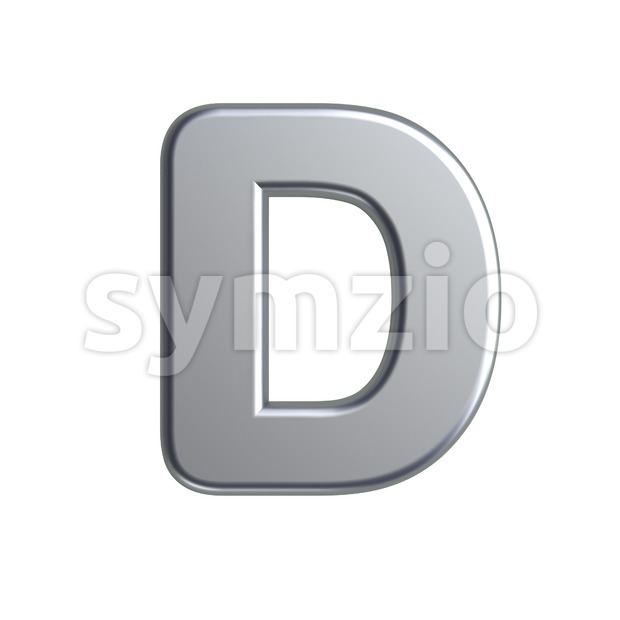 aluminium font D - Capital 3d character Stock Photo