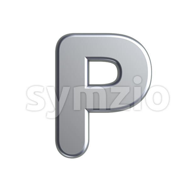 Upper-case aluminium character P - Capital 3d font Stock Photo
