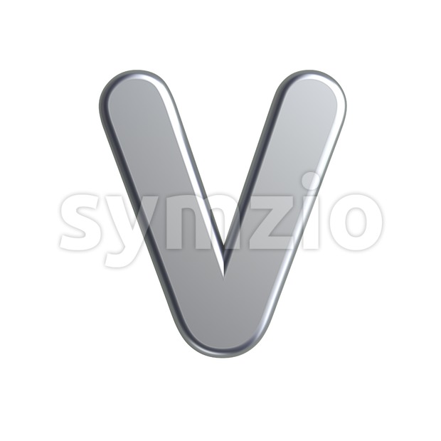 Capital metal letter V - Upper-case 3d character Stock Photo